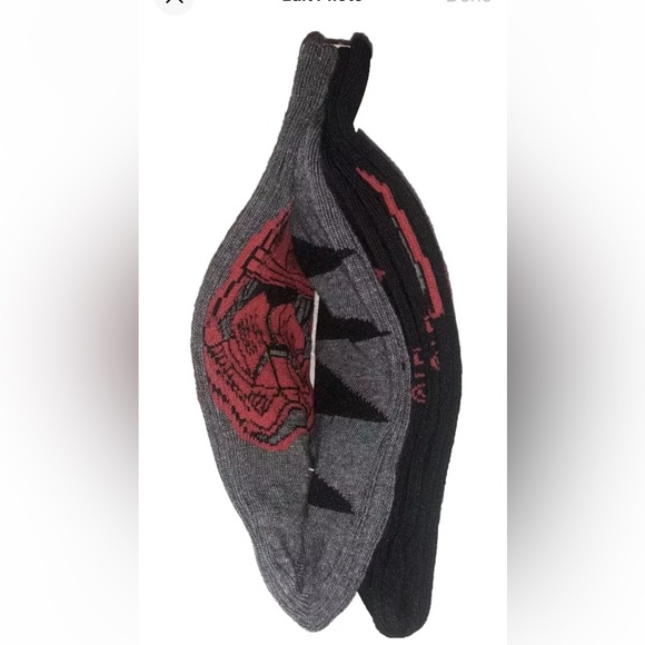 Star Wars Kylo & Stormtrooper Crew Socks 2 Pair Men 6-12 Black Red w Helmet Ren - Picture 7 of 8